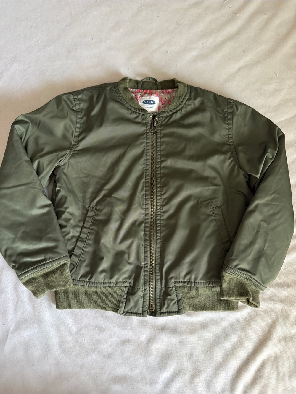 Old Navy Olive Green Kids Puffer Bomber Jacket